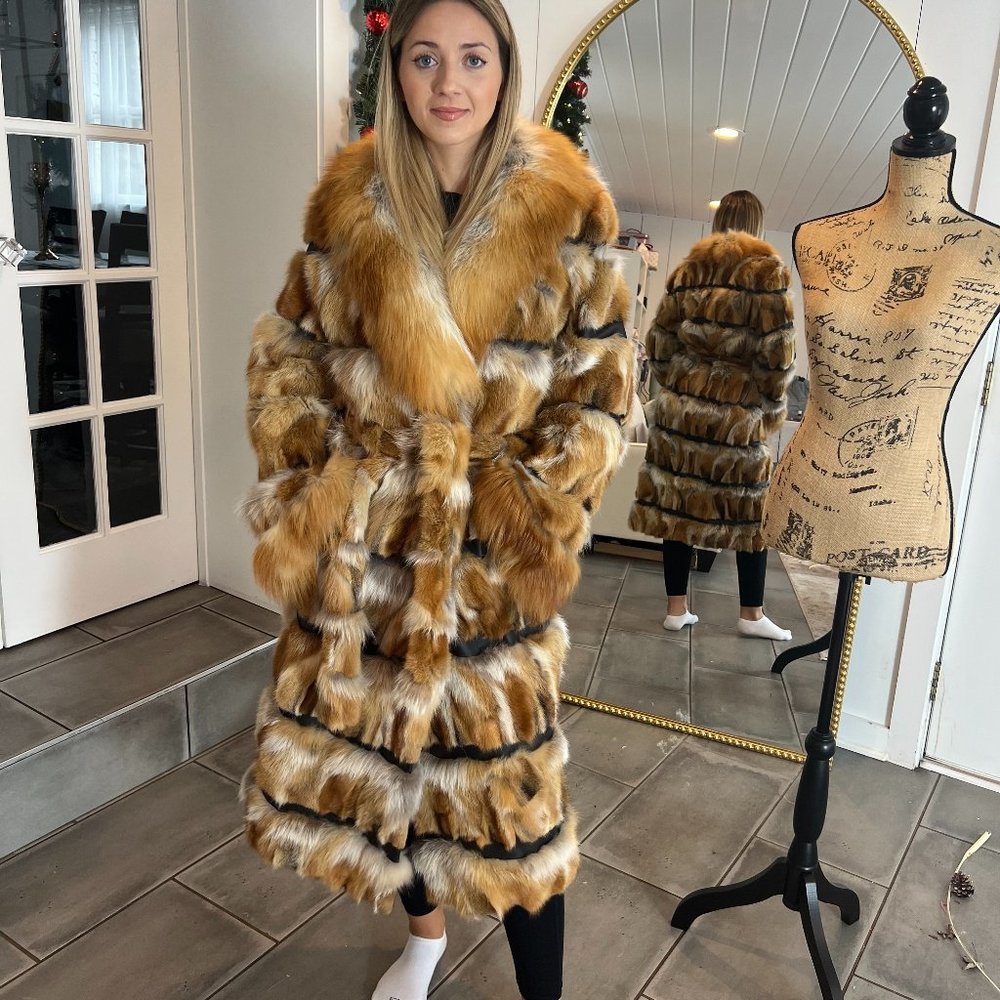 Sioga Bros Red and Black Fur Coat
